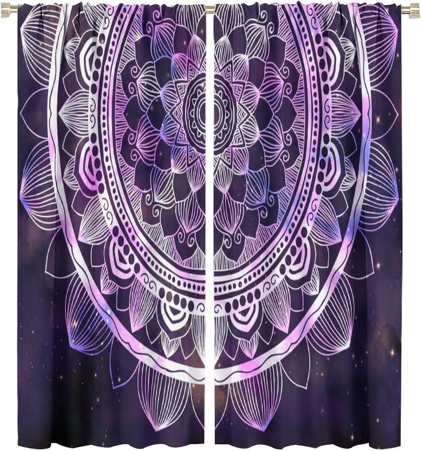 Rideaux de salon fleurs ethniques rétro de 170x200 cm à effet thermique