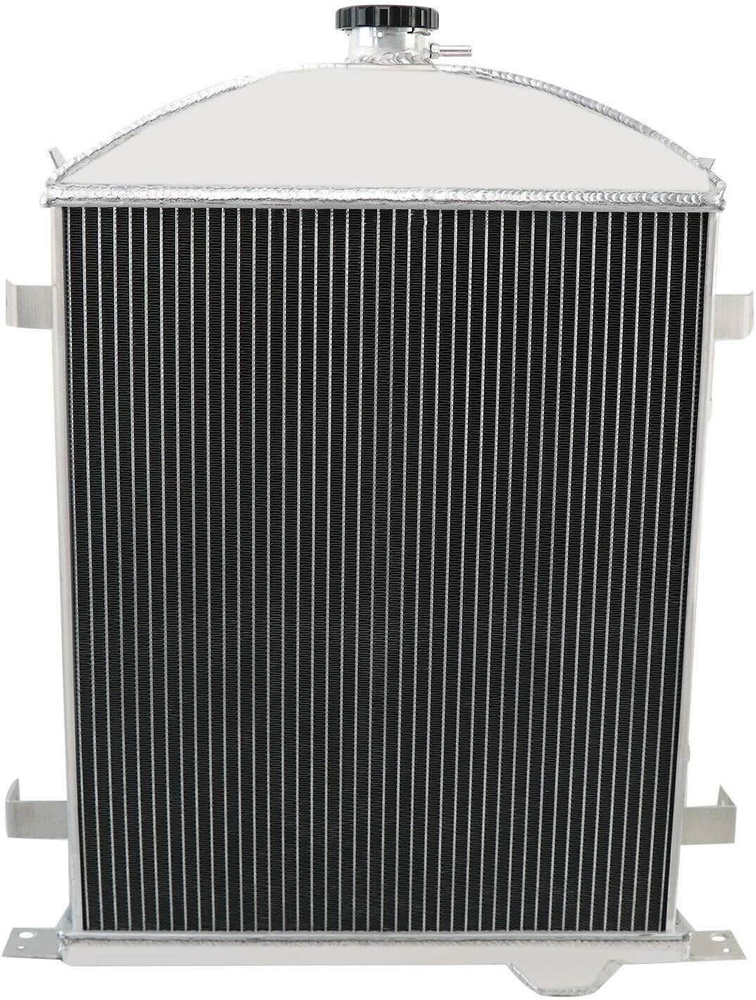 ALLOYWORKS 3 ROW Aluminum Radiator for 1930 1931 Ford Model A AA Heavy Duty 3.3L L4 V8 | All Aluminum Radiator. Superior cooling performance. Long service life. Ideal For daily commuter cars & modified cars.