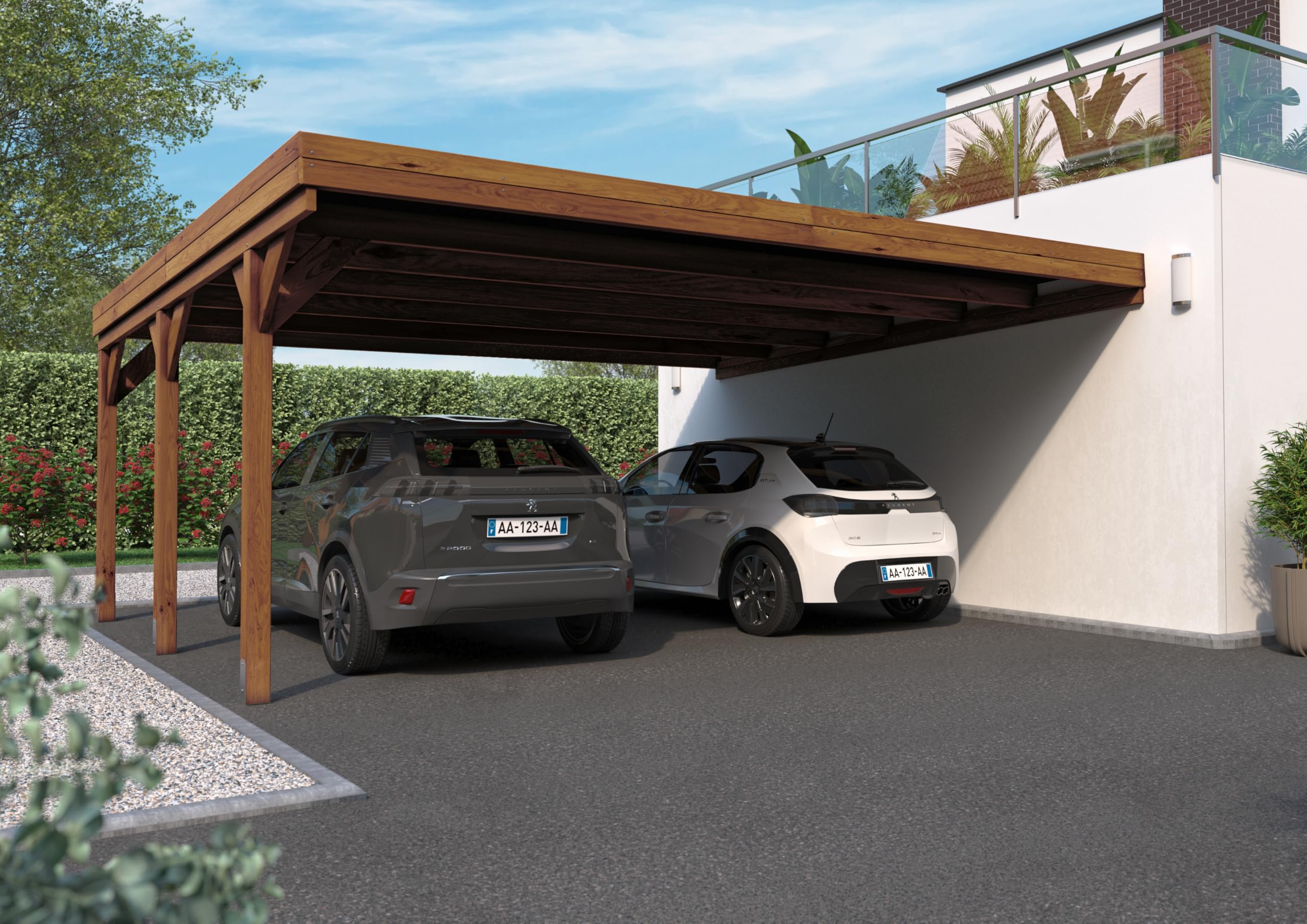 Carport adossable Double Victor 30,9m²