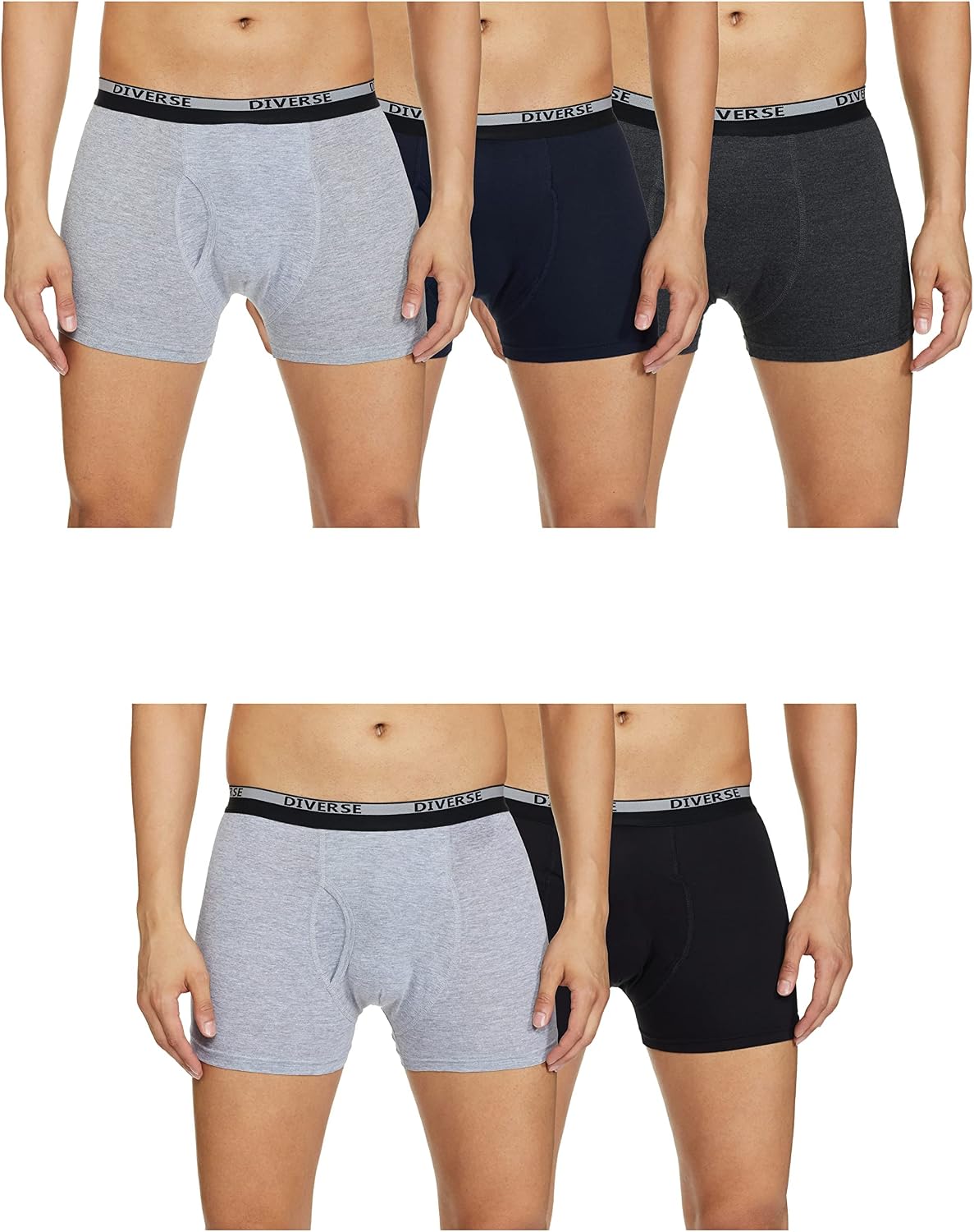 Diverse Mens Slim Fit Solid Trunks-Pack of 5