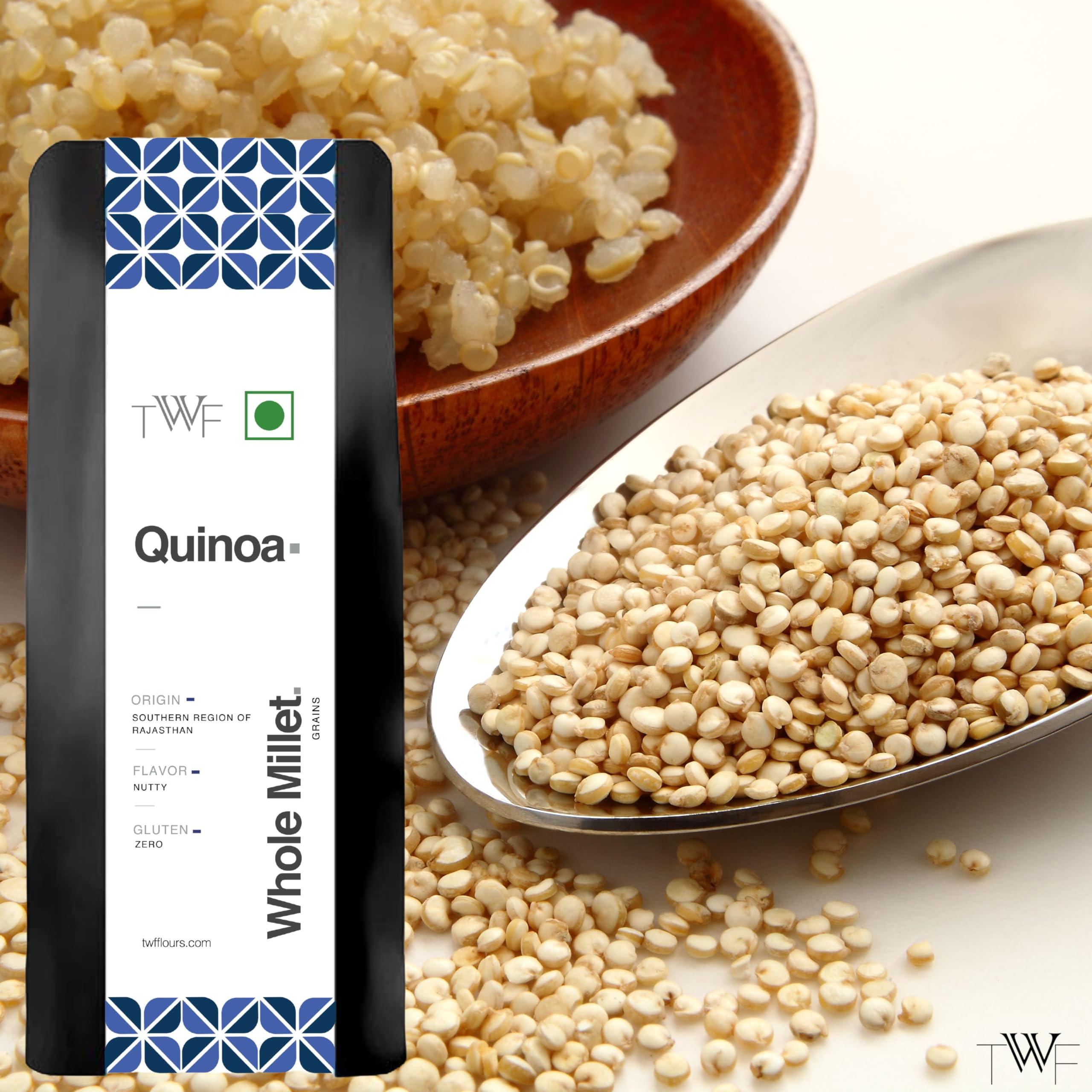TWF Unpolished Quinoa Millets | 1kg pack | Quinao Grains | Hulled | Unpolished & Saponin-Free | Breakfast | Naturally Gluten-Free | Diet Food for Weight Loss | High in Protein & Fiber | 100% Wholegrain Superfood for Weight Management & Healthy Lifestyle.