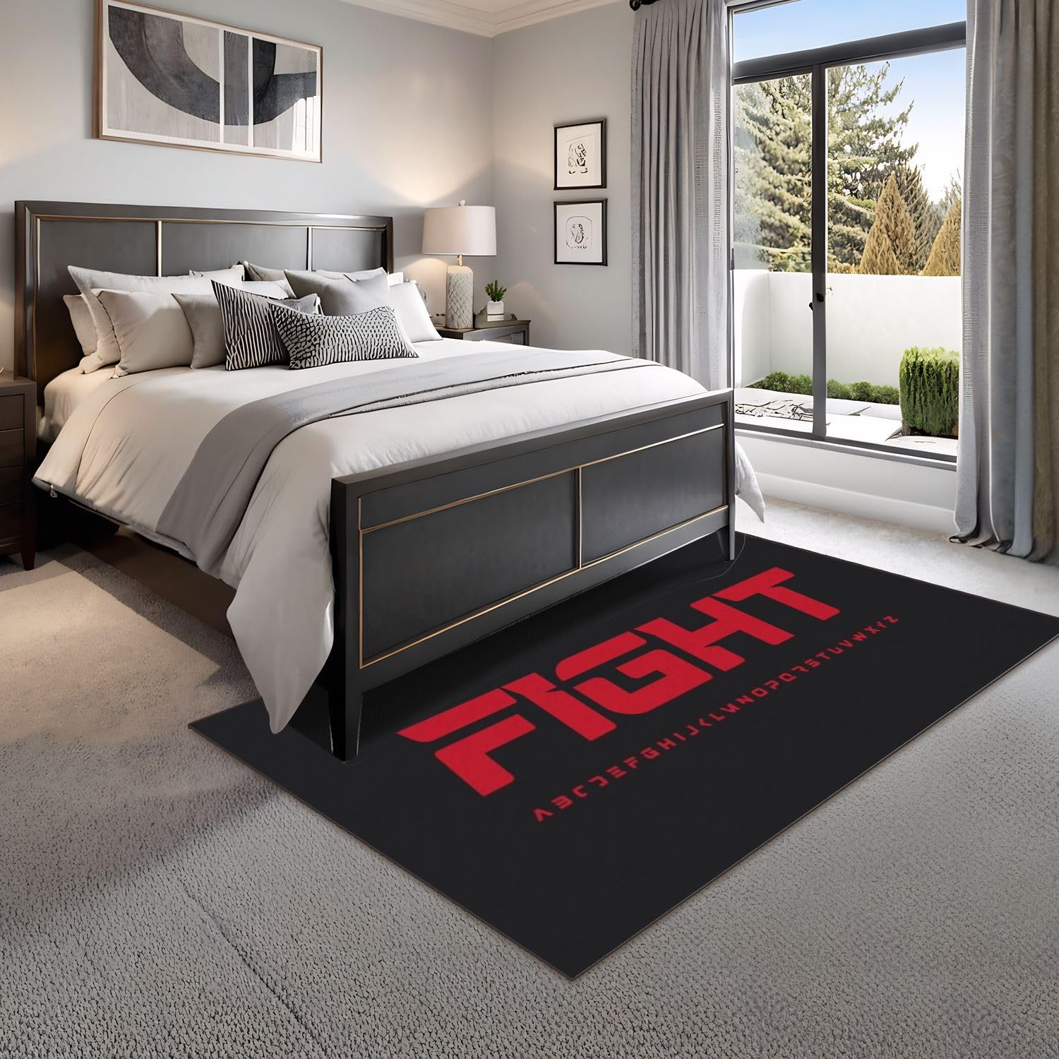 4x5 Boho Rug Rugs for Living Room Rugs for Entryway Fight Font Battle Alphabet Strike Letters Modern Typography Bedroom Rug Door Mat Nursery Room Decor Rainbow Carpet