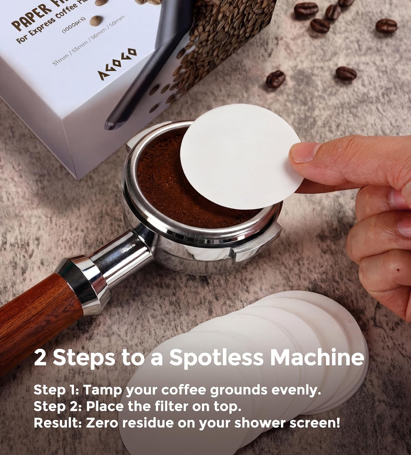 AGOGO Coffee Paper Filters, Espresso Portafilter & Moka Pot, 1000 Pack 56mm