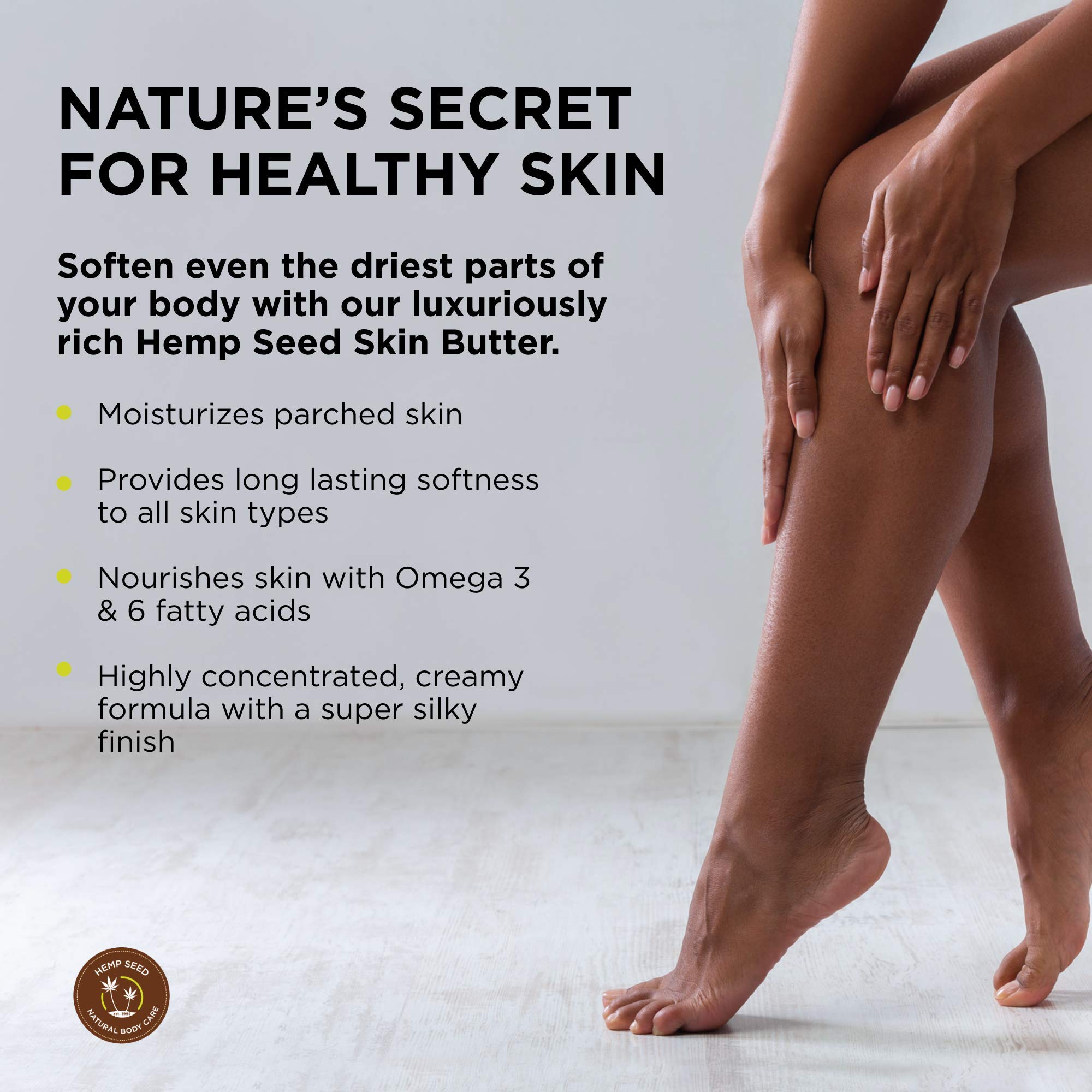 Hemp Seed Skin Butter - 8 oz. - Total Body Moisturizer - Hemp Seed Oil, Jojoba Oil, Shea Butter - Vegan & Cruelty Free