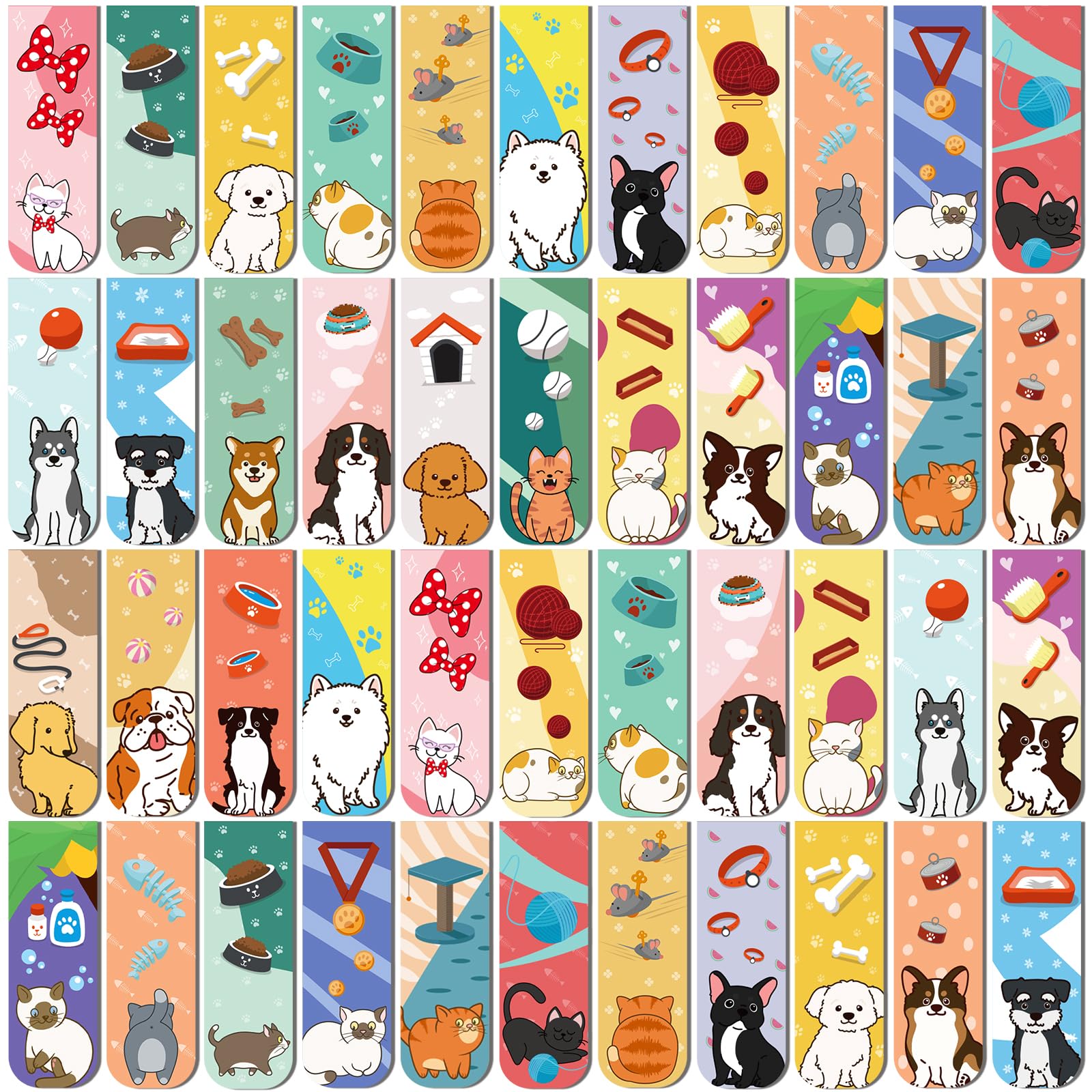 50 Pieces Magnetic Bookmarks Cute Dogs and Cat,Appreciation Gifts for Women,Men,Pet Book Marker for Students Teachers Kids School Home Office Reading