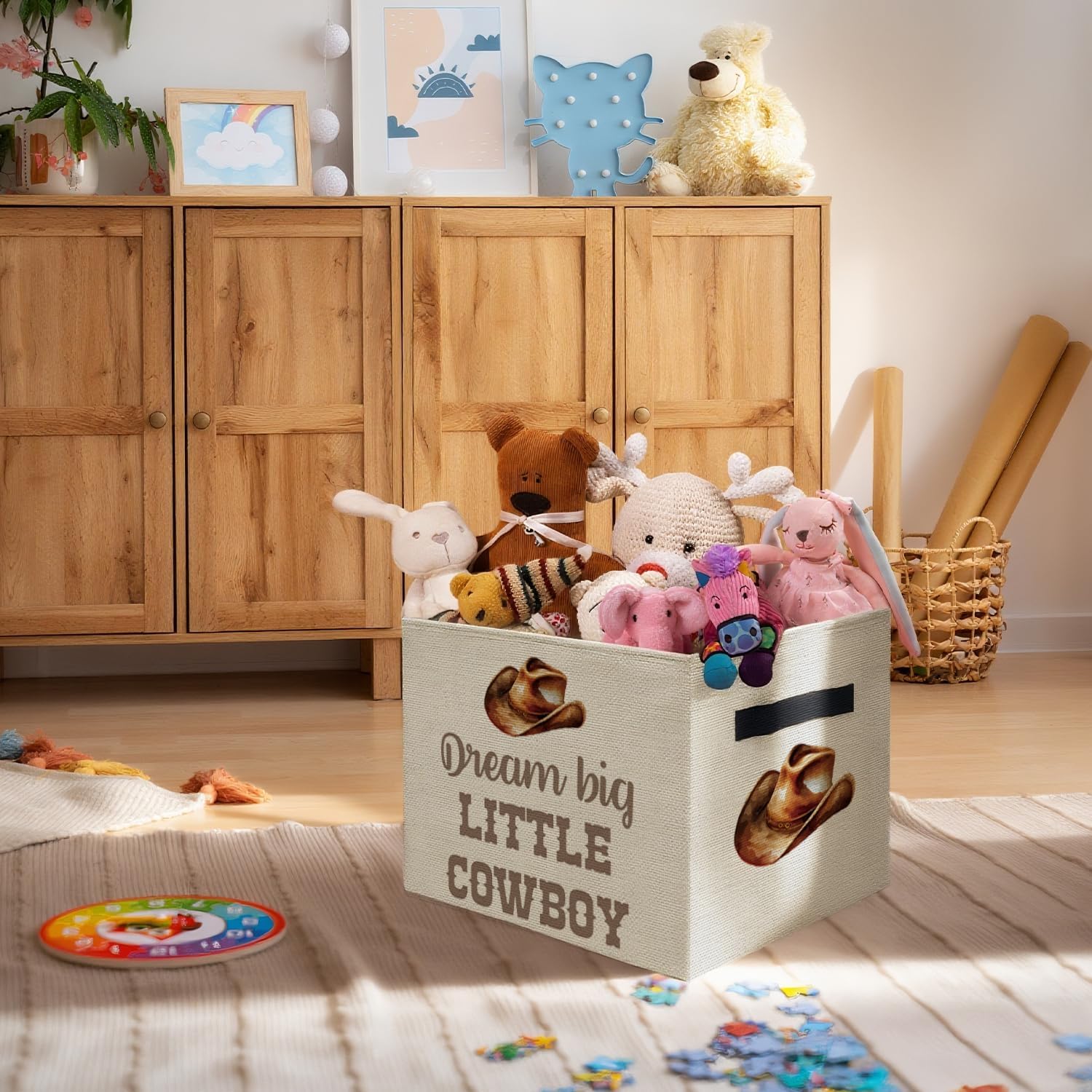 Western Cowboy Nursery Storage Bins Box, Toybox for Boys, Little Cowboy Western Foldable Storage Baskets Organizer for Bedroom Bathroom Boys Room Dorm Clothes Toys Books image 3