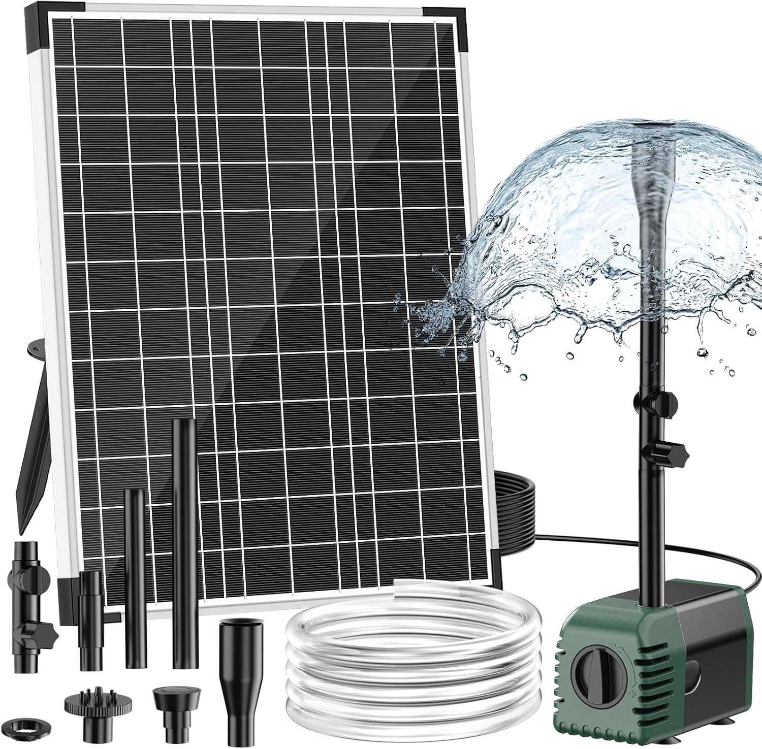 NFESOLAR 20W Solar Fountain Pump, 160GPH Solar Powered Water Pump with Adjustable Flow, Solar Pond Pump with 16.4FT Cord & Tubing for Pond, Waterfall, Garden, Bird Bath & Outdoor Water Features