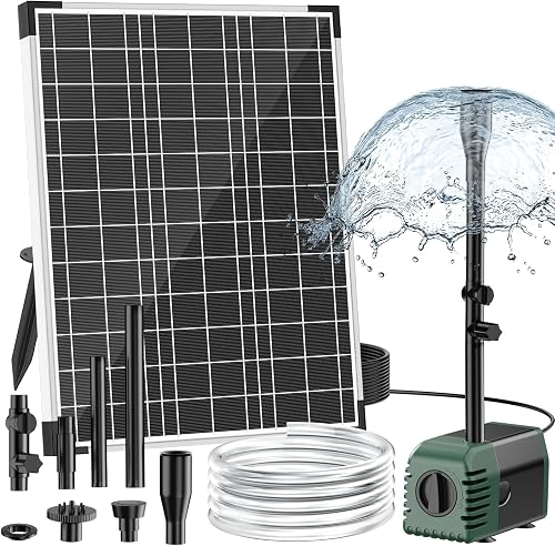 20W Solar Fountain Pump, 160GPH Solar Powered Water Pump with Adjustable Flow, Solar Pond Pump with 16.4FT Cord & Tubing for Pond, Waterfall, Garden, Bird Bath & Outdoor Water Features
