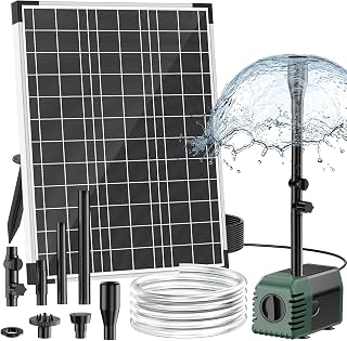 NFESOLAR 20W Solar Fountain Pump, 160GPH Solar Powered Water Pump with Adjustable Flow, Solar Pond Pump with 16.4FT Cord & Tubing for Pond, Waterfall, Garden, Bird Bath & Outdoor Water Features