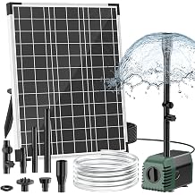 NFESOLAR 20W Solar Fountain Pump, 160GPH Solar Powered Water Pump with Adjustable Flow, Solar Pond Pump with 16.4FT Cord & Tubing for Pond, Waterfall, Garden, Bird Bath & Outdoor Water Features