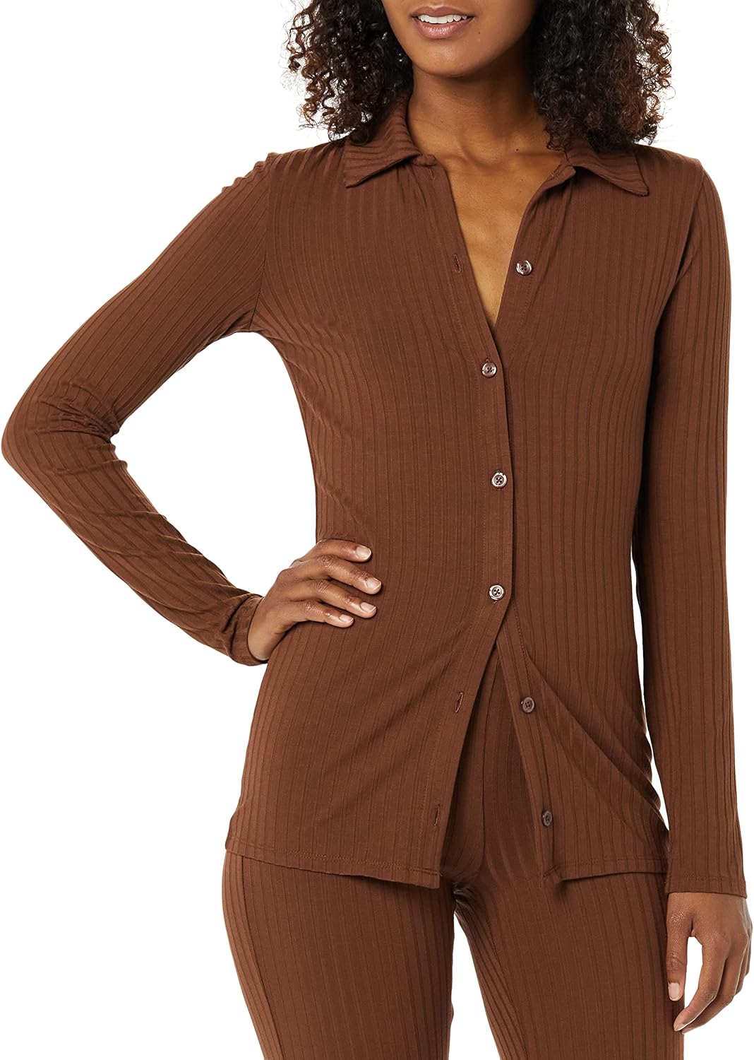 Amazon Essentials womens Wide Rib Long Sleeve Button-up Collared Cardigan (Pants Sold Separately) - Image 4