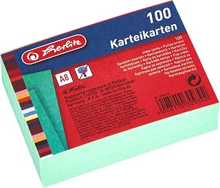Herlitz 10836336-Fichas Rayas, 100 Unidades, Color Verde, A8 liniert