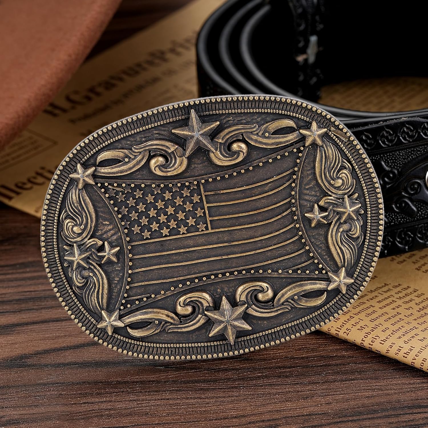 Belt Buckle for Men Women, Western American Flag Snake Turquoise Belt Buckles Cowboy Cowgirl Rodeo Big Country Accessories - Image 4
