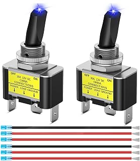 Nilight 2 Pack LED Toggle Switch ON Off 12V Rocker 30A Blue