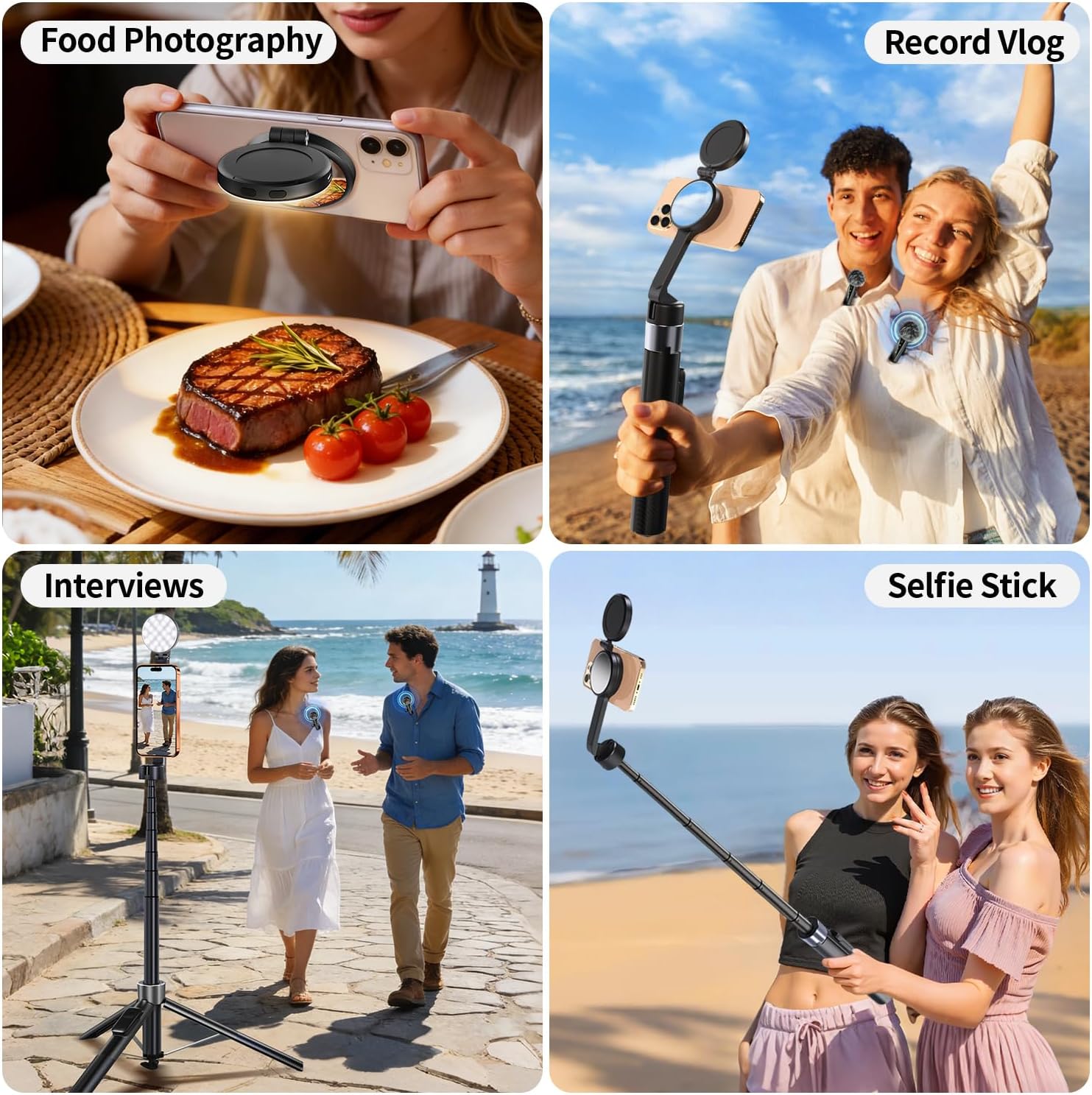 yAyusi 3-in-1 Magnetic Vlogging Kit for iPhone/Android, YouTube Starter Kit, Magnetic Tripod/Microphone/Remote Control, 71" Selfie Stick with Light for YouTube Starter Content Creator Essentials Kit