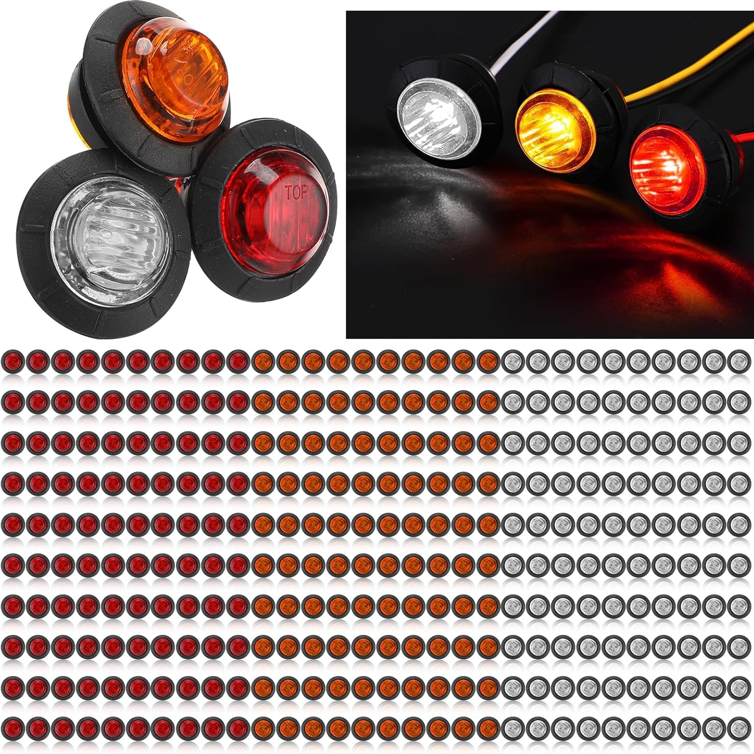 Baquler 300 Pcs 3/4 Inch LED Side Marker Lights Front Rear