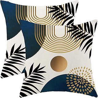 12 Dark Blue Sofa Living Room Ideas That Stand Out 57 Boho Pillow Covers 18x18 Set of Mid Century Black Gold Navy Blue Geometr...