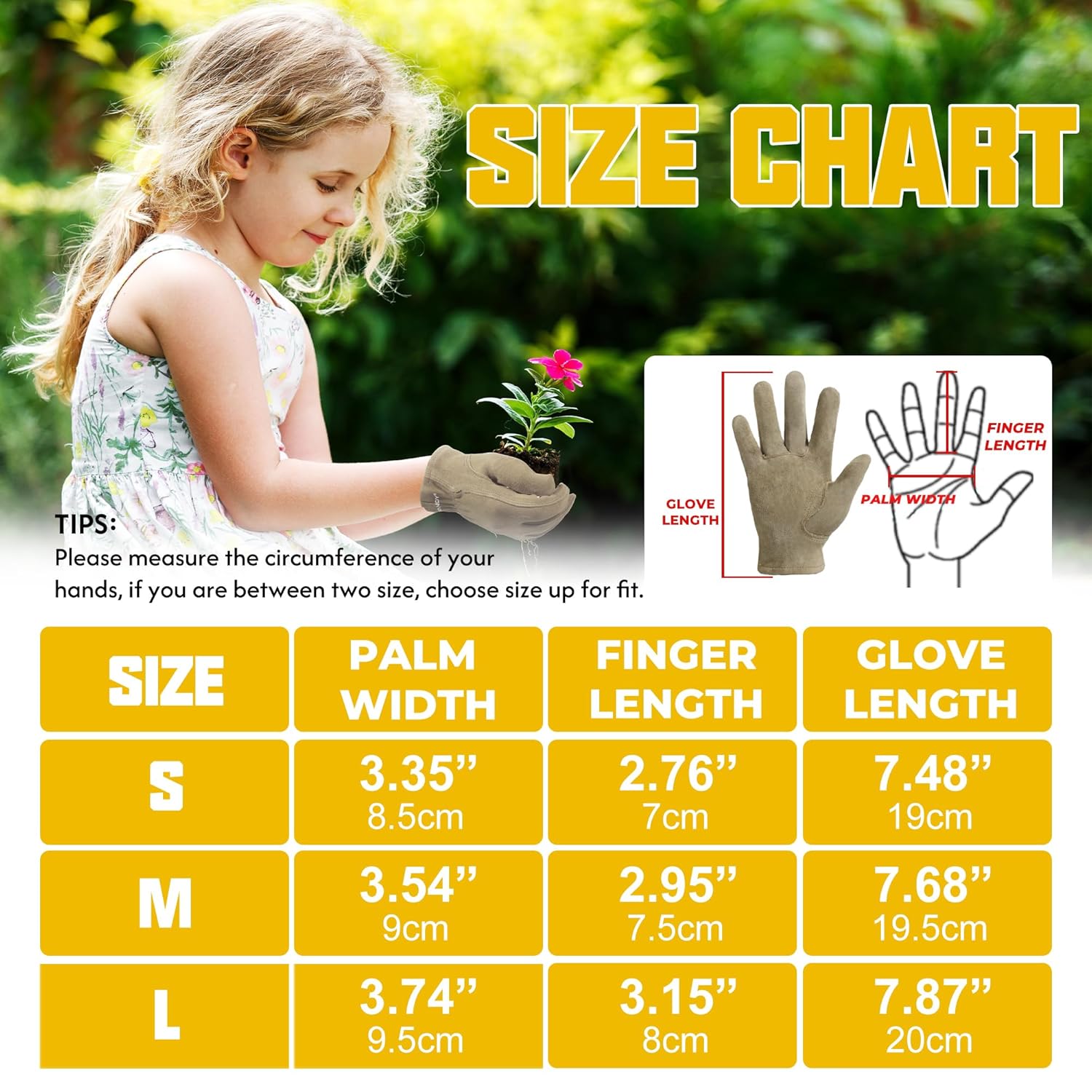 HANDLANDY Kids Genuine Leather Work Gloves for ages 3-11, Children Gardening Gloves for Boys, Girls (Medium (for age5-7), Khaki) - Image 7