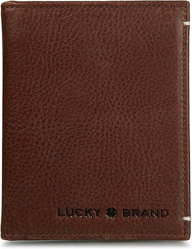 Lucky Brand Men's Bifold Wallet ID Window Card Slots Genuine Leather Organization Durable Stylish