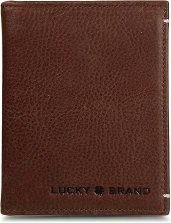 Lucky Brand Mens Leather L-Fold Wallet | ID Window | Card Slots | Billfold Design | Genuine Leather | Organization | Durable | Stylish - Brown