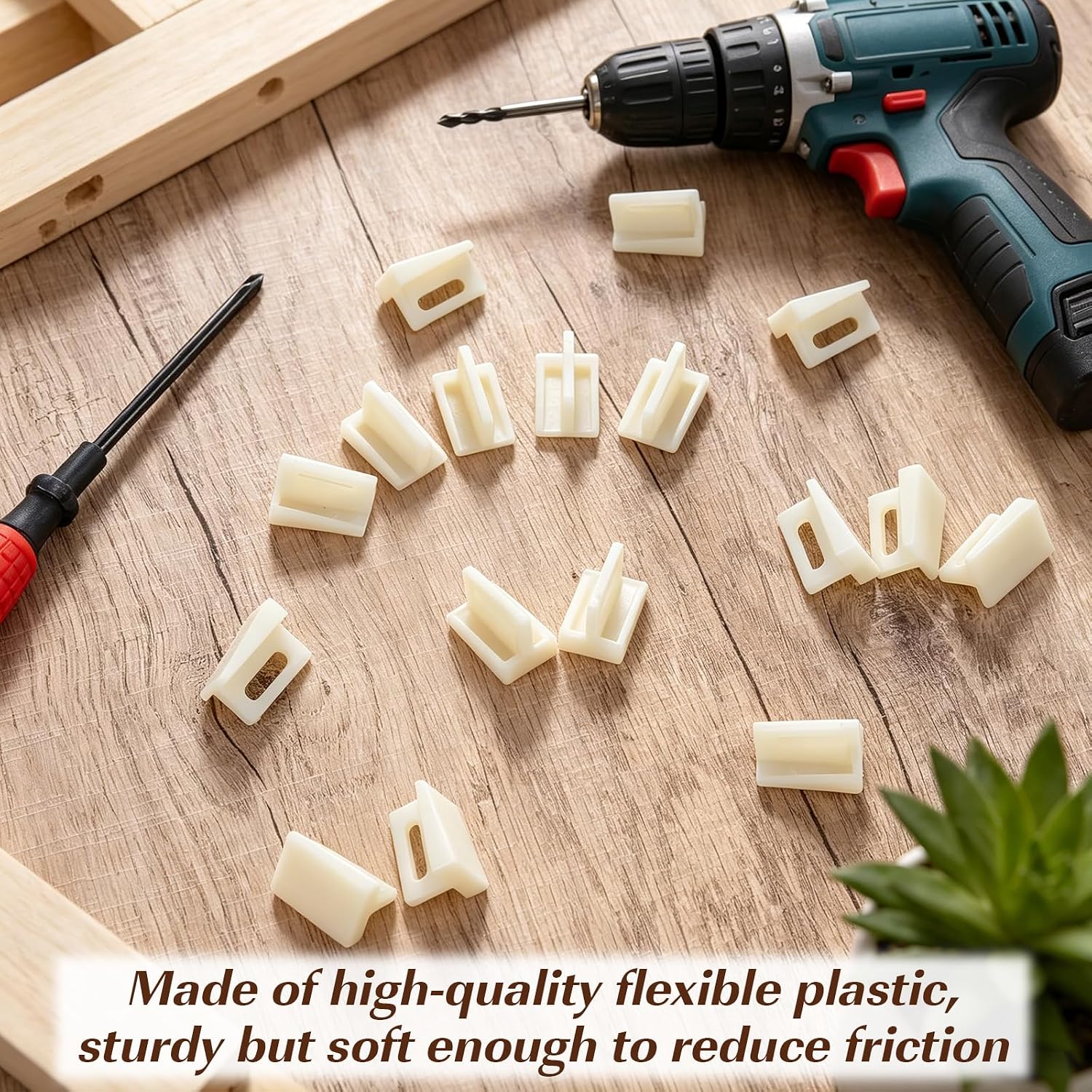 30 Pack N 6950 Pocket Door Bottom Guide Plastic Door and Window Guide Clips Bottom Guide Kits Replacement Universal Fit Interior Doors for 1.125-inch Door Frame Installation