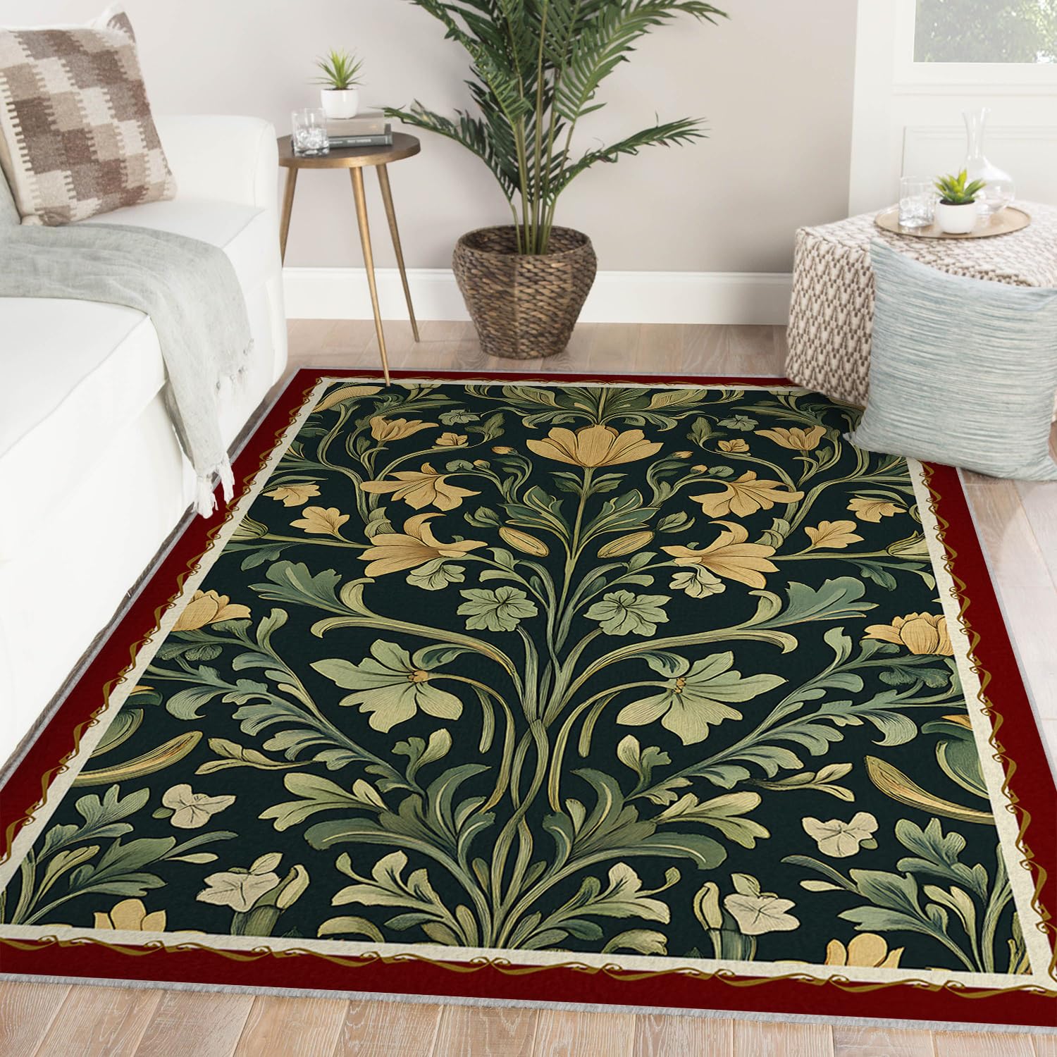 Tapis de chambre noir 60x90 lavable intérieur avec antidérapant