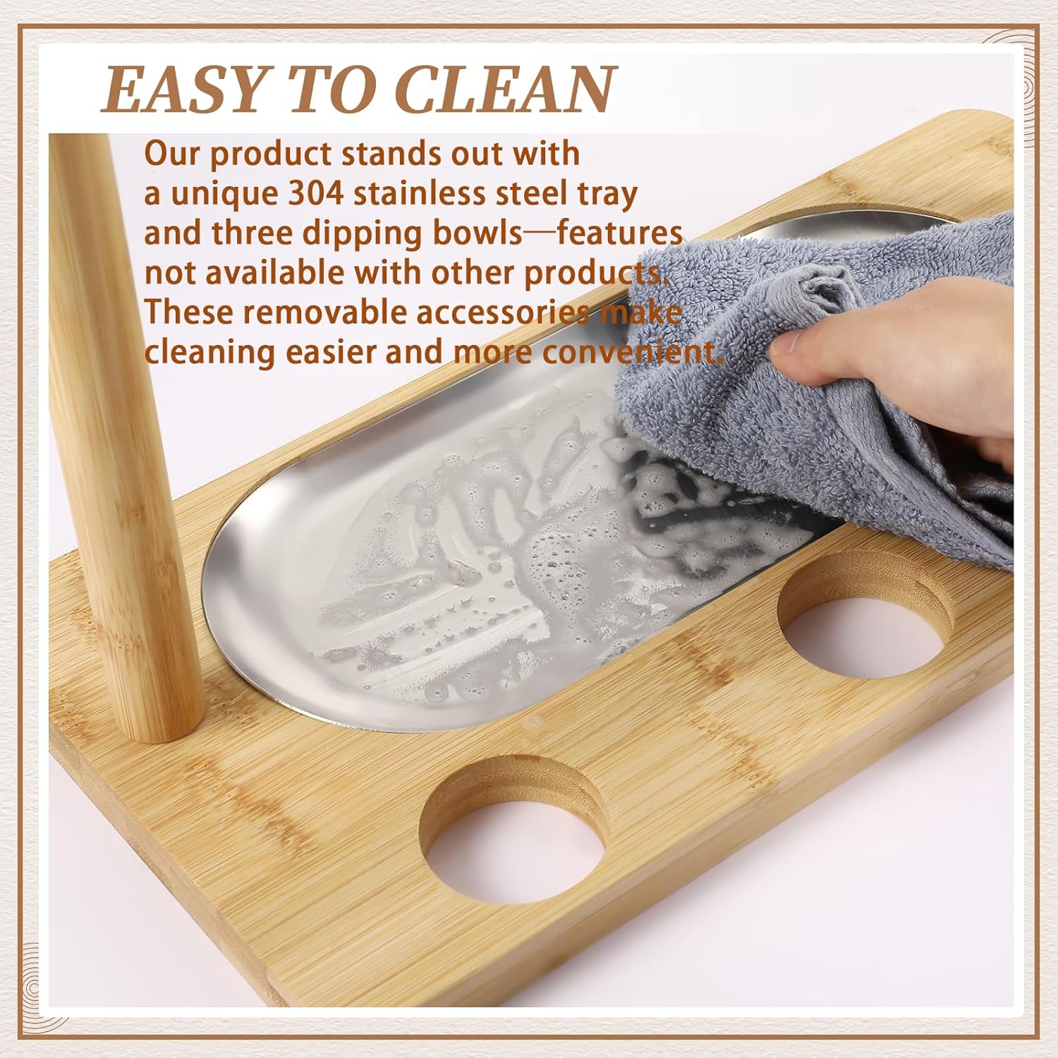 Triceratops Bacon Display Rack, Wood Bacon Serving Dishes, Bacon Hanger Charcuterie Cheese Board with Stainless Steel Serving Platter Tray