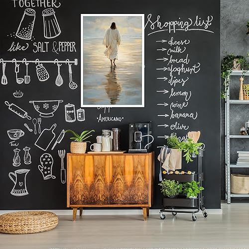 Miniatura 8 de Arte de pared de Jesús caminando sobre el agua, arte bíblico retro medieval, impresiones de pintura de retrato cristiano de Dios, pósteres de lienzo