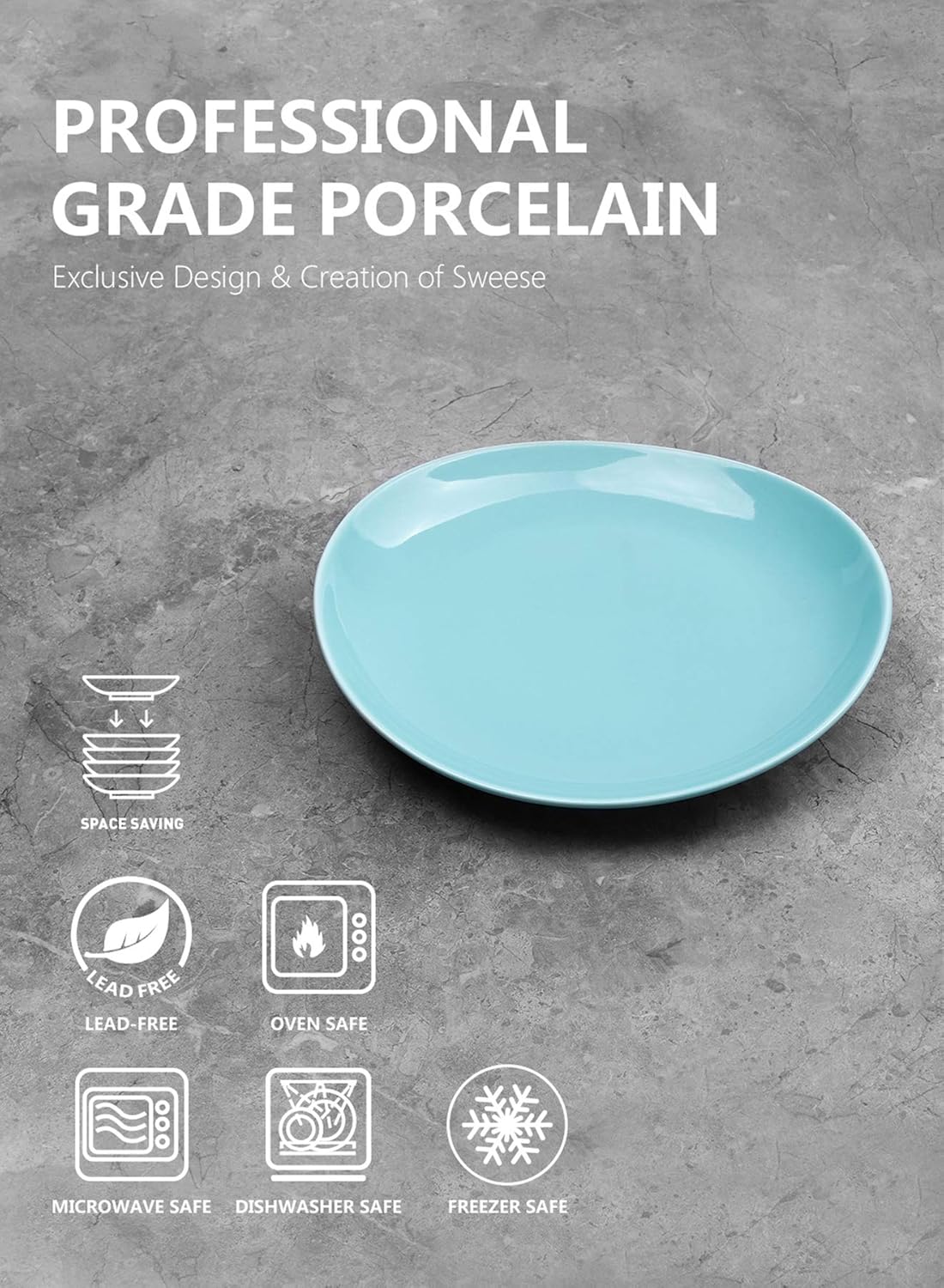 Promo 40% OFF Sweese 151.002 Porcelain Dessert Salad Plates - 7.8 Inch - Set of 6, Multicolor, Hot Assorted Colors