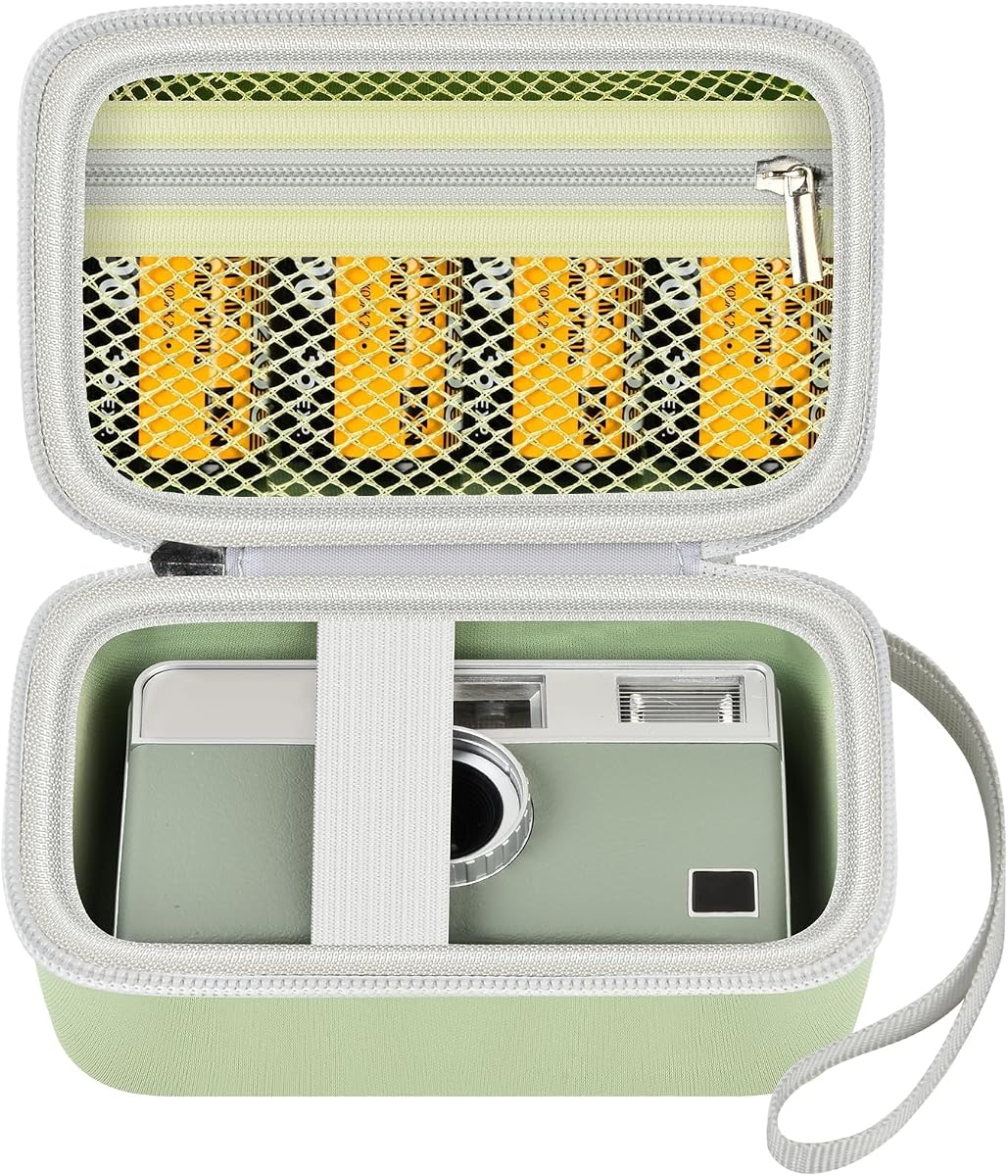 Digital Camera Case Compatible with KODAK EKTAR H35 H35N Half Frame Film Camera, Storage Holder Organizer for Kodak Ultra F9 M35 M38 Paper Shoot kamera, 35mm Film Rolls (Box Only) - Green | Camera and 35mm Film Rolls Storage, Mesh Pocket for Small Accessories, Travel and Home Organization; Large, Green, Case Only