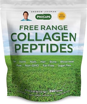 Andrew Lessman Free Range Collagen Peptides Powder 240 Servings - Supports Smooth Soft Skin, Comfortable Joints. Pure. Super Soluble. Unflavored. No Sugar. No Additives.