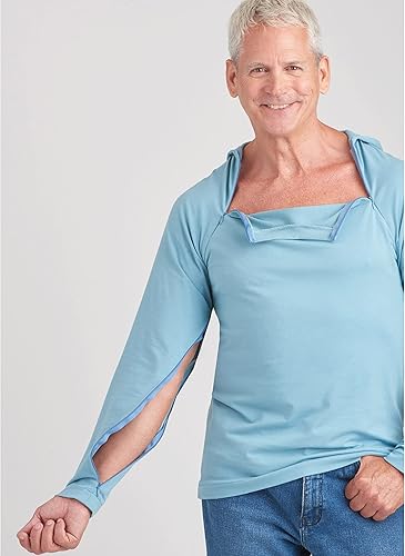 Miniatura 7 de Simplicity Camiseta de quimioterapia unisex de acceso de doble puerto y patrón de costura con capucha, multicolor, 2 piezas