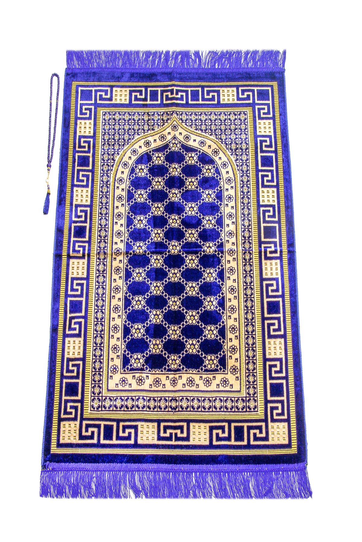 ihvan online Luxury Velvet Muslim Prayer Rug with Prayer Beads | Janamaz | Sajadah | Soft Islamic Prayer Rug | Islamic Gifts | Prayer Carpet Mat, Velvet Fabric, Purple