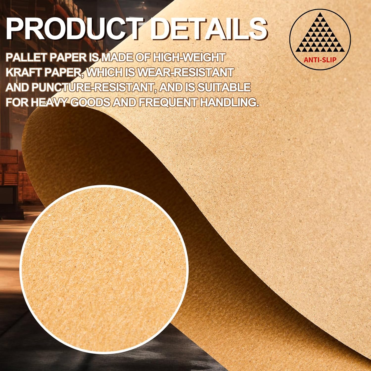Tatuo 100 Sheet Anti-slip Pallet Paper, 40"x48" Heavy Duty Kraft Brown Paper for Stabilizing Pallets, Prevents Load Shifting for Bags & Cartons, Ideal for Warehousing & Shipping