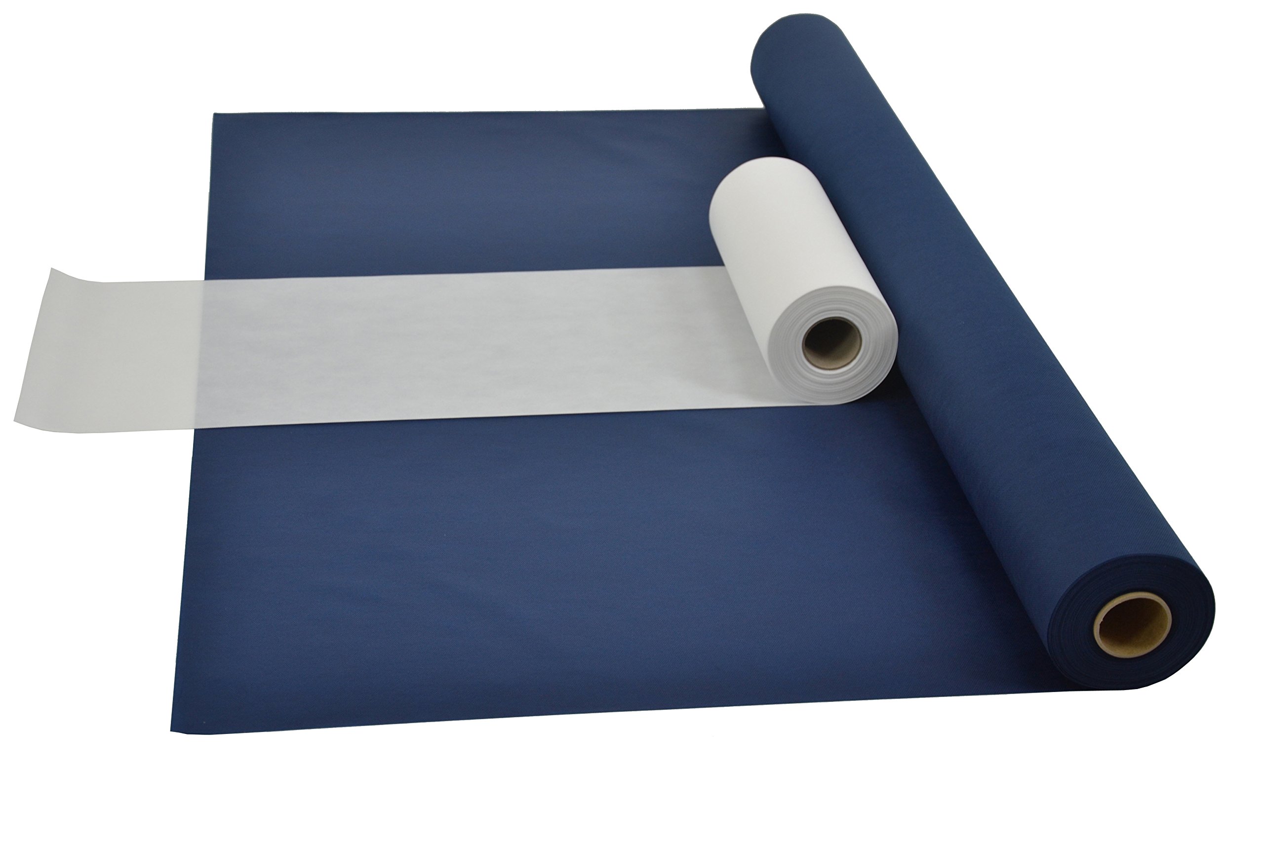 Sensalux Kombi-Set 1 Tischdeckenrolle 1,5m x 25m blau + Tischläufer 30cm weiß