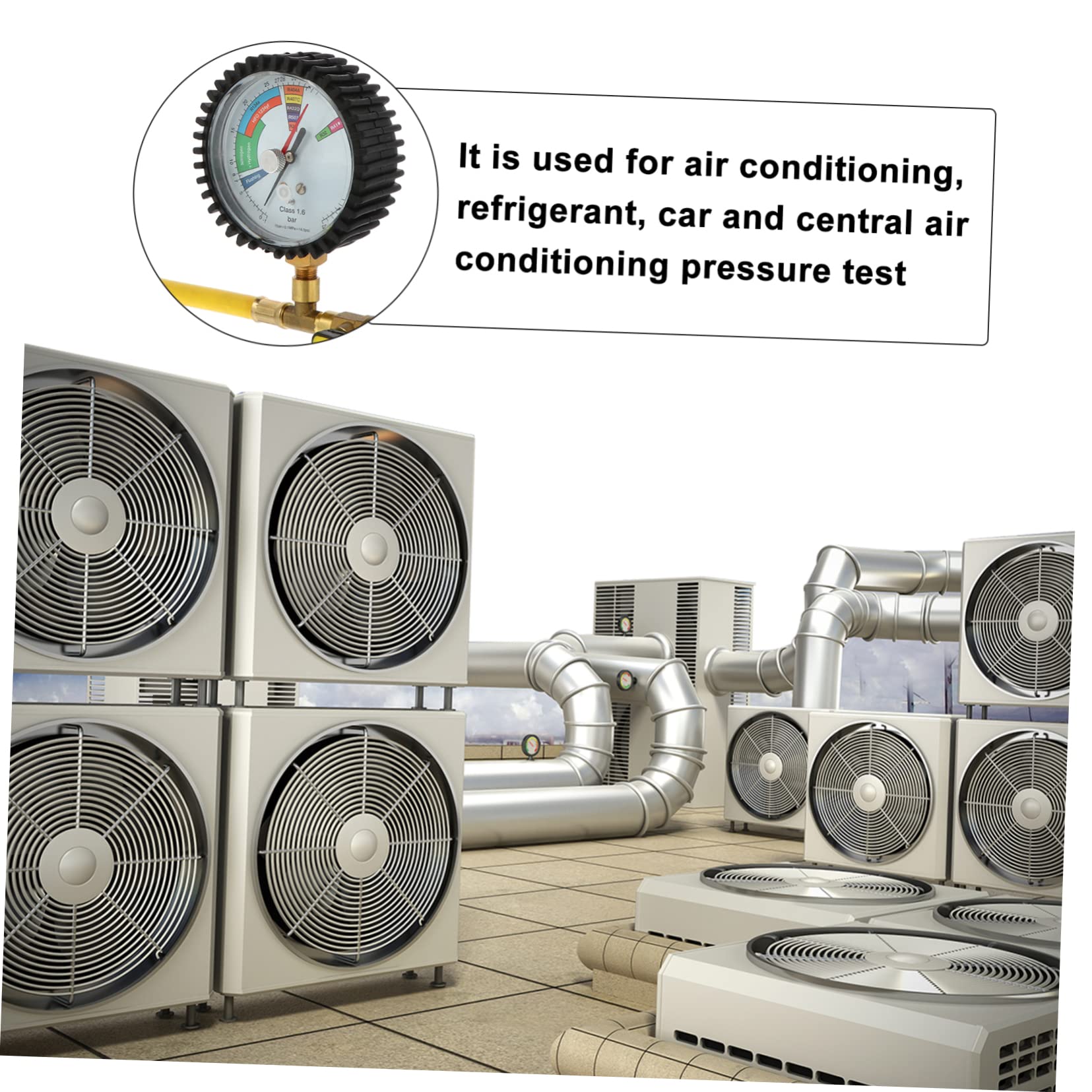 POPETPOP 6 Piezas Manómetro Refrigeración para Aire Acondicionado Medidor Presión Nitrógeno con Pantalla Clara Estructura Esférica y Cabeza Reemplazable Duradero para Equipos Refrigerantes