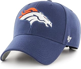'47 NFL Denver Broncos MVP Gorra de béisbol unisex, cierre de velcro ajustable, talla única, logotipo del equipo, color azul claro, azul marino., Talla única