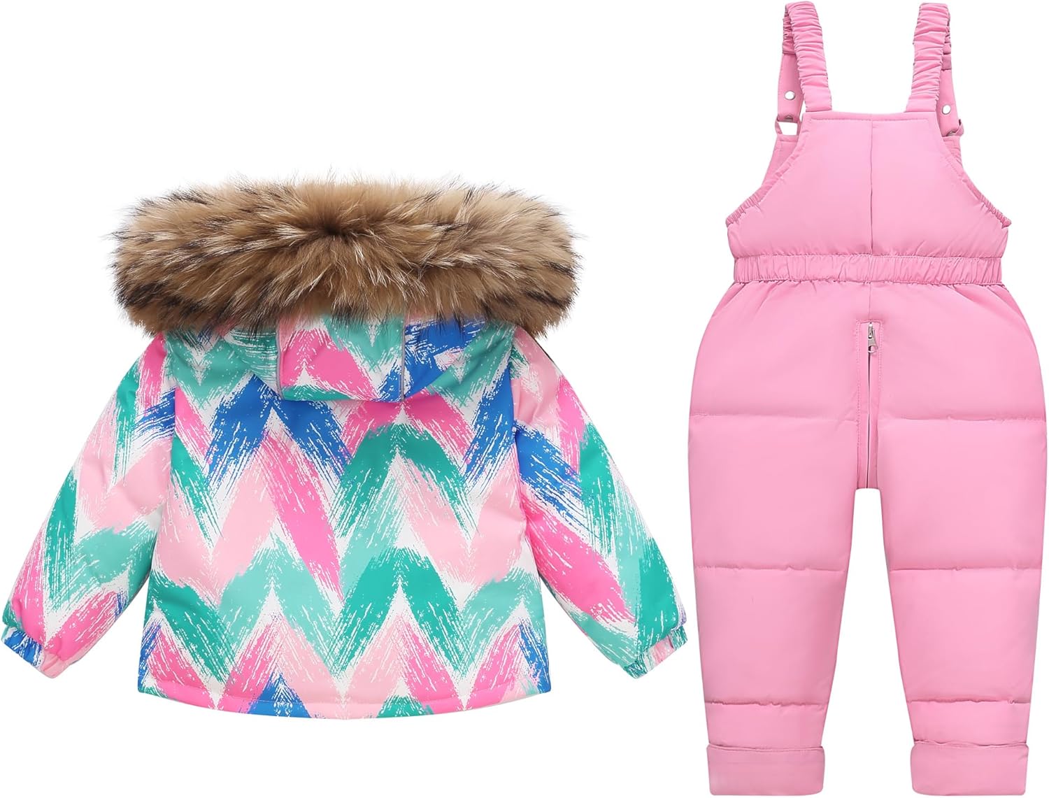 Toddler Girl Snowsuit 2Pcs Winter Coat Girl Snow Pants+Jackets Bib Set Snow Suit for Kids 2-6Y