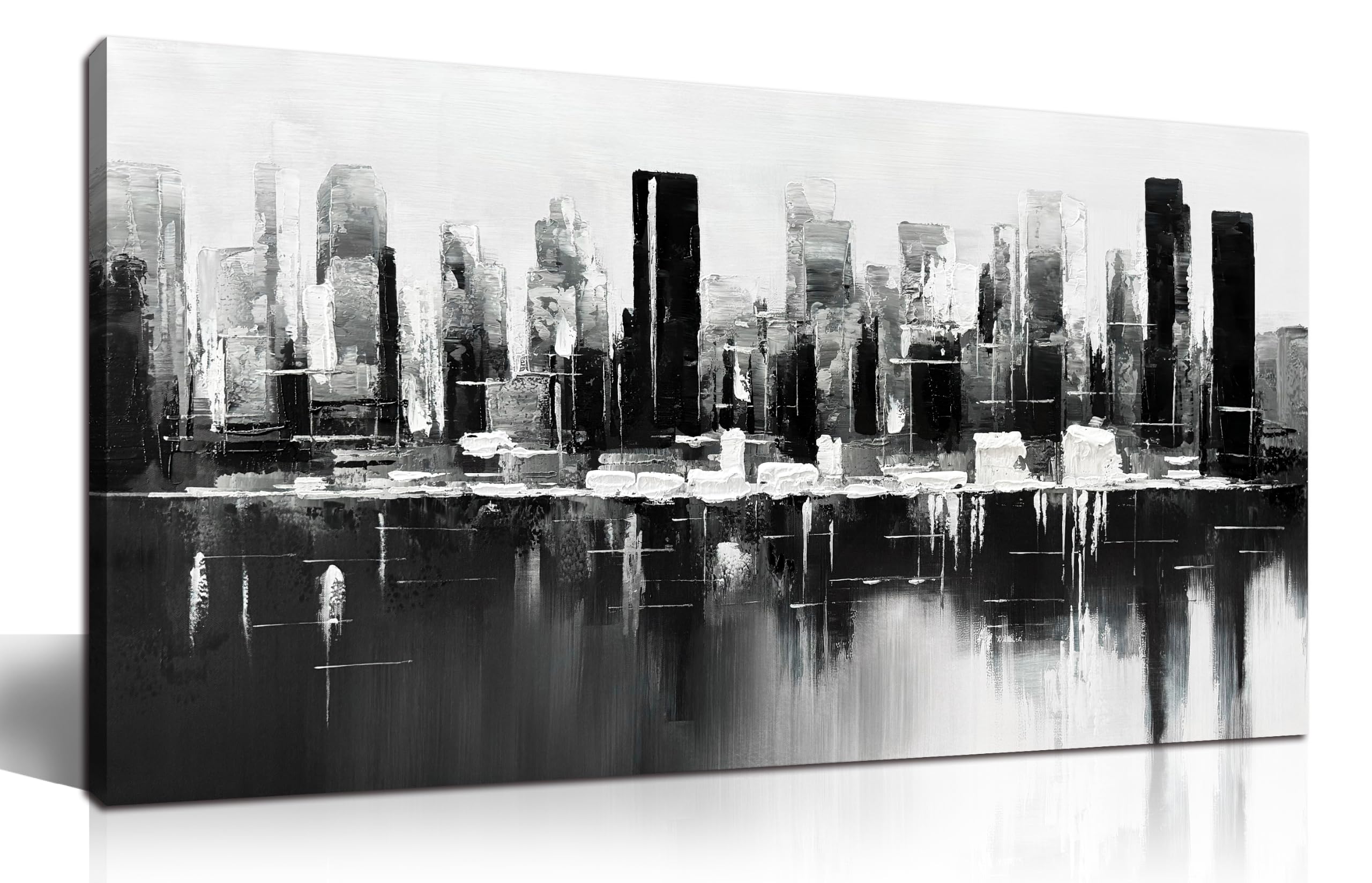 TYTAUPT Black And White Abstract Canvas Wall Art City Wall Decor 20x40 Inch