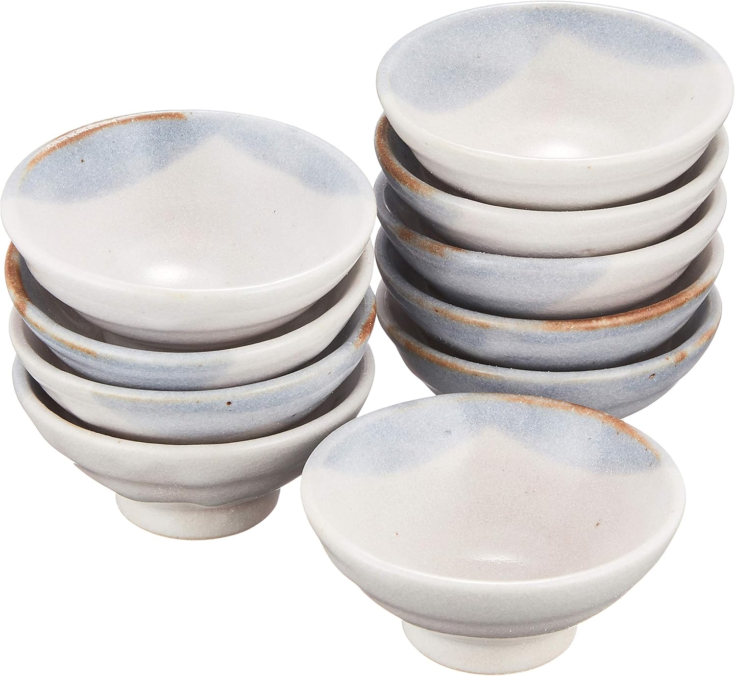 セトモノホンポ(Setomonohonpo) Set of 10 Sake Cup, Pink Shino Flat Cup, 3.1 x 1.4 inches (8 x 3.6 cm), Soil, Restaurant, Ryokan, Japanese Tableware, Restaurant, Commercial Use, Tableware