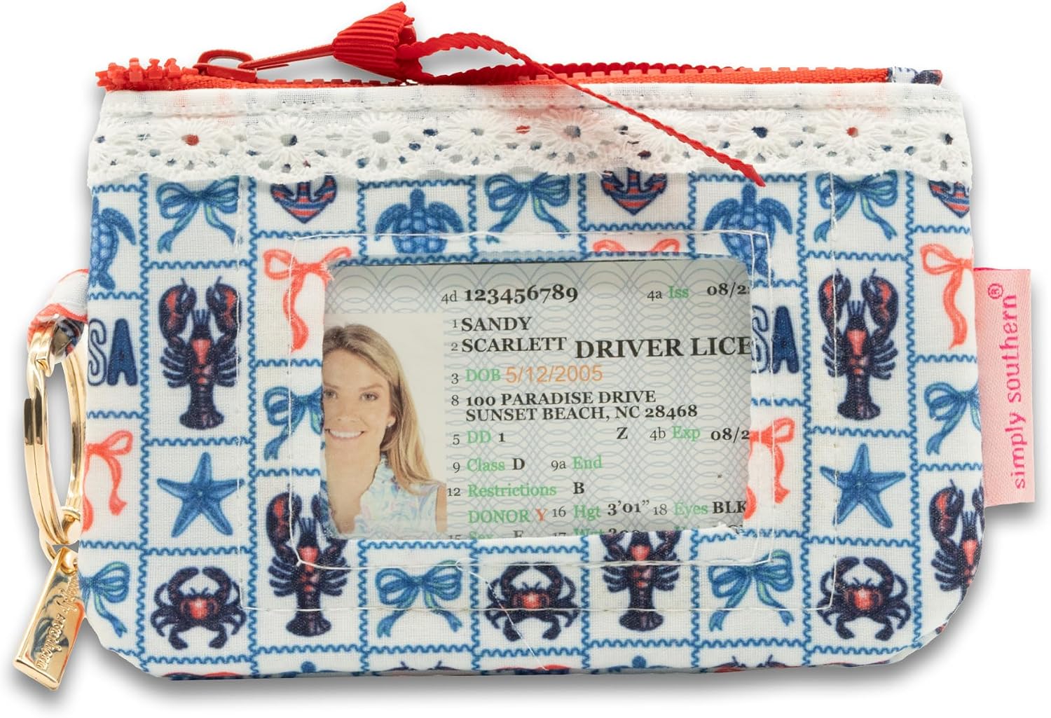 Simply Southern Lobster Patch Lace ID Wallet