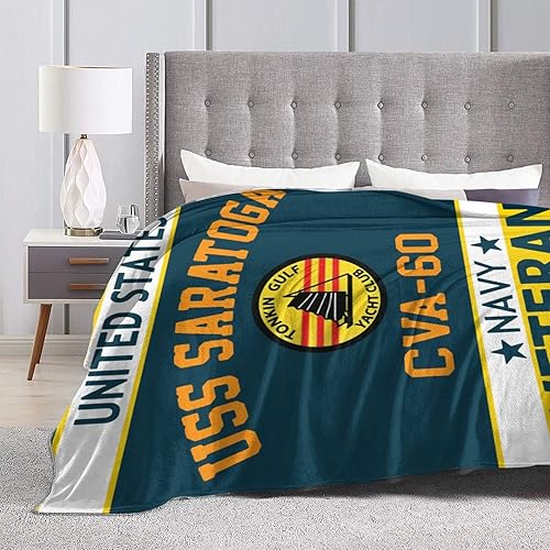 Miniatura 5 de USS Saratoga Cva-60 - Manta cálida para adultos y niños, manta de forro polar para decoración de sala de estar, cama, sofá, 80 x 60 pulgadas