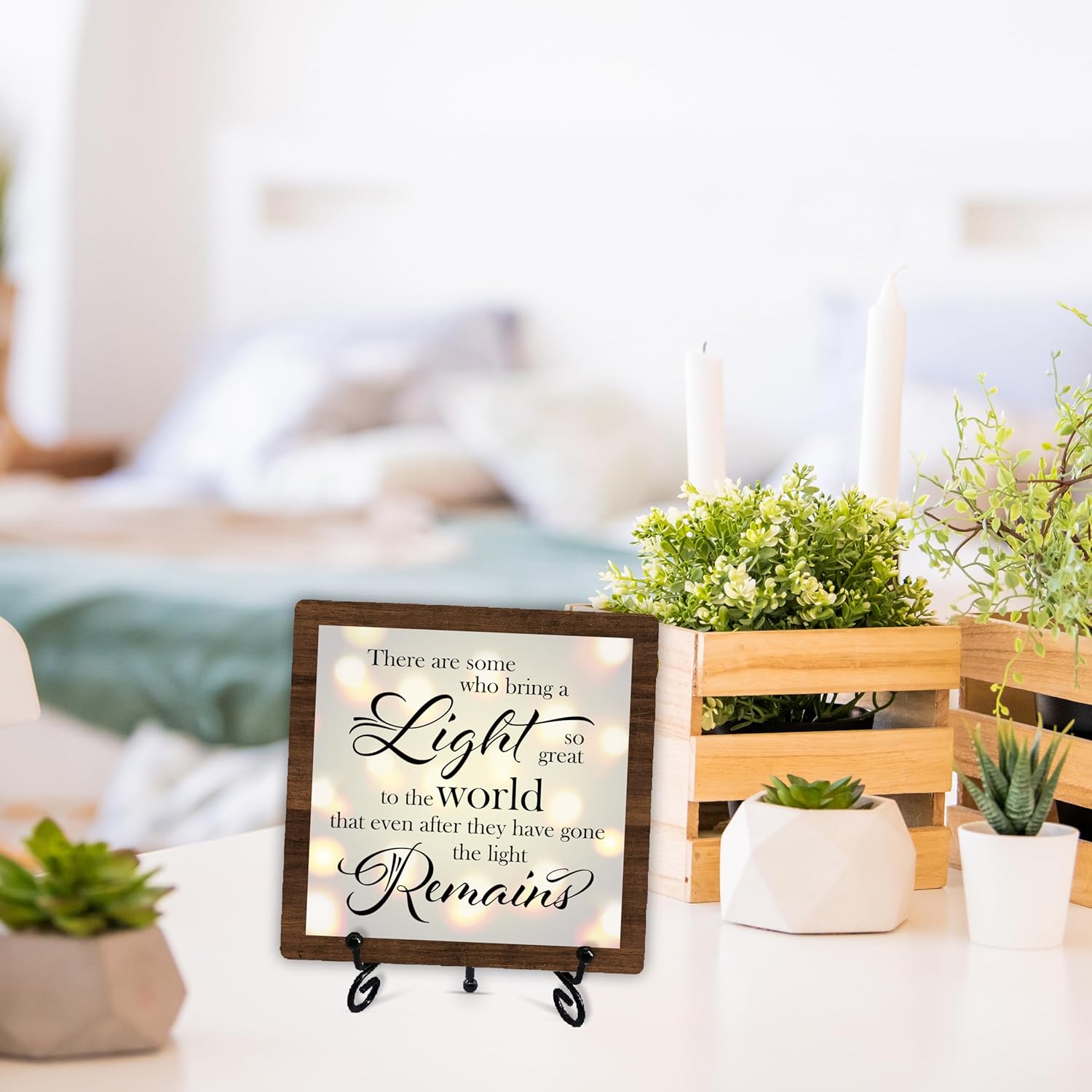 Bereavement Sympathy Gifts For Loss Of Loved One, Celebration Of Life Decorations, Desk Decor Signs For Home Bedroom, There Are Some Who Bring A Light Sign, Memorial Wooden Sign With Stand, A20 - Image 6