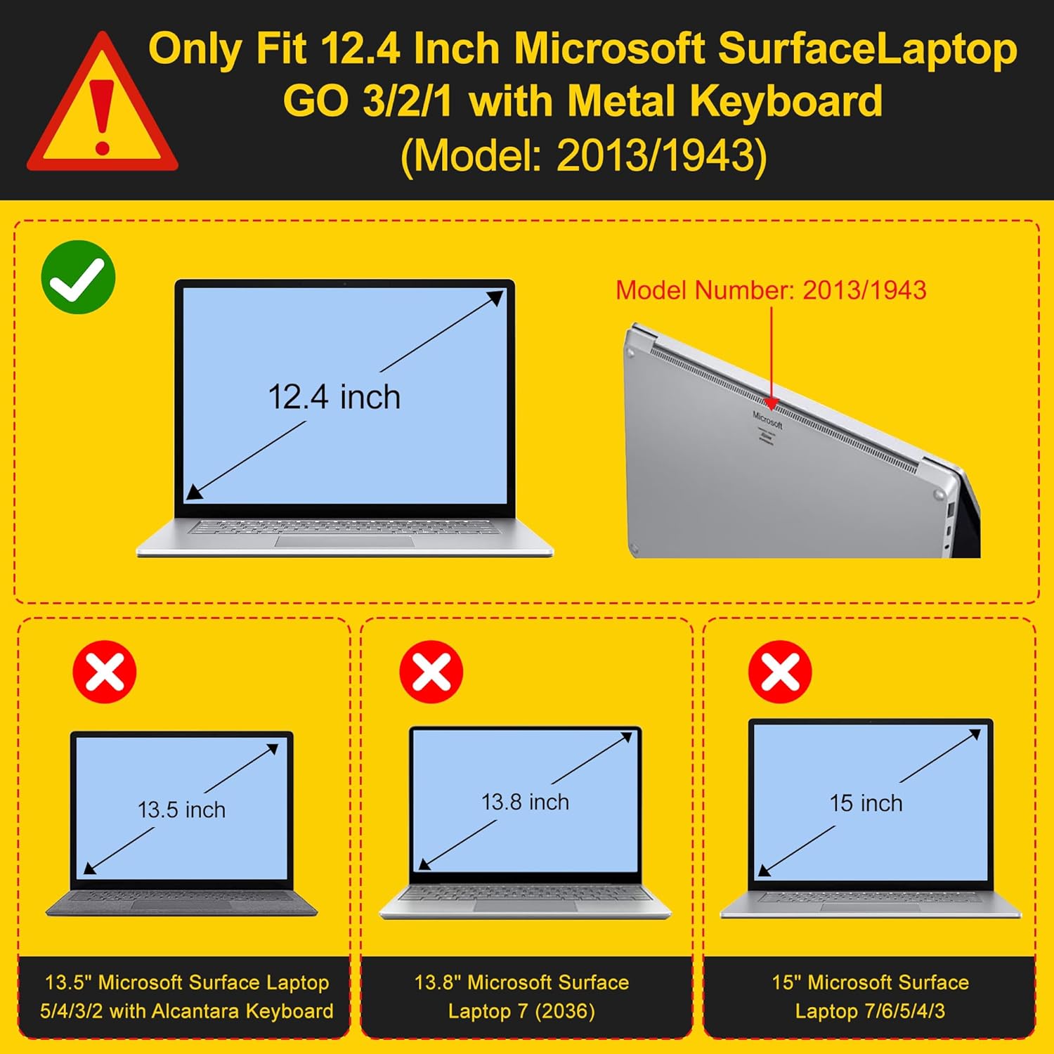 Compatible with 12.4 inch Microsoft Surface Laptop Go 3/2/1 Models: 1943 2013 (2023 2022 2020 Release), Plastic Hard Shell Case with Keyboard Cover & Screen Protector, Rock Ash - Image 2