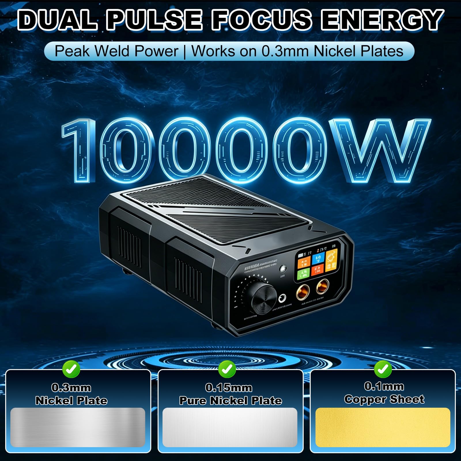 Doppelimpuls Punktschweißgerät für Akkus, 10000W Punktschweißgerät mit 10000 mAh Akkus, Dualmodus–Automatik & Fußschalter, 0.1–0.3mm Punktschweißgerät zur Herstellung von DIY Akkupacks