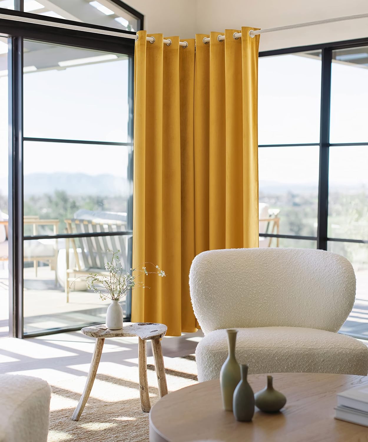ANRODUO Mustard Yellow Velvet Curtains 84 Inches Long Blackout Thermal Insulated Soundproof Curtain Privacy Room Darkening Curtains Grommet Window Drapes for Bedroom Living Room Set of 2