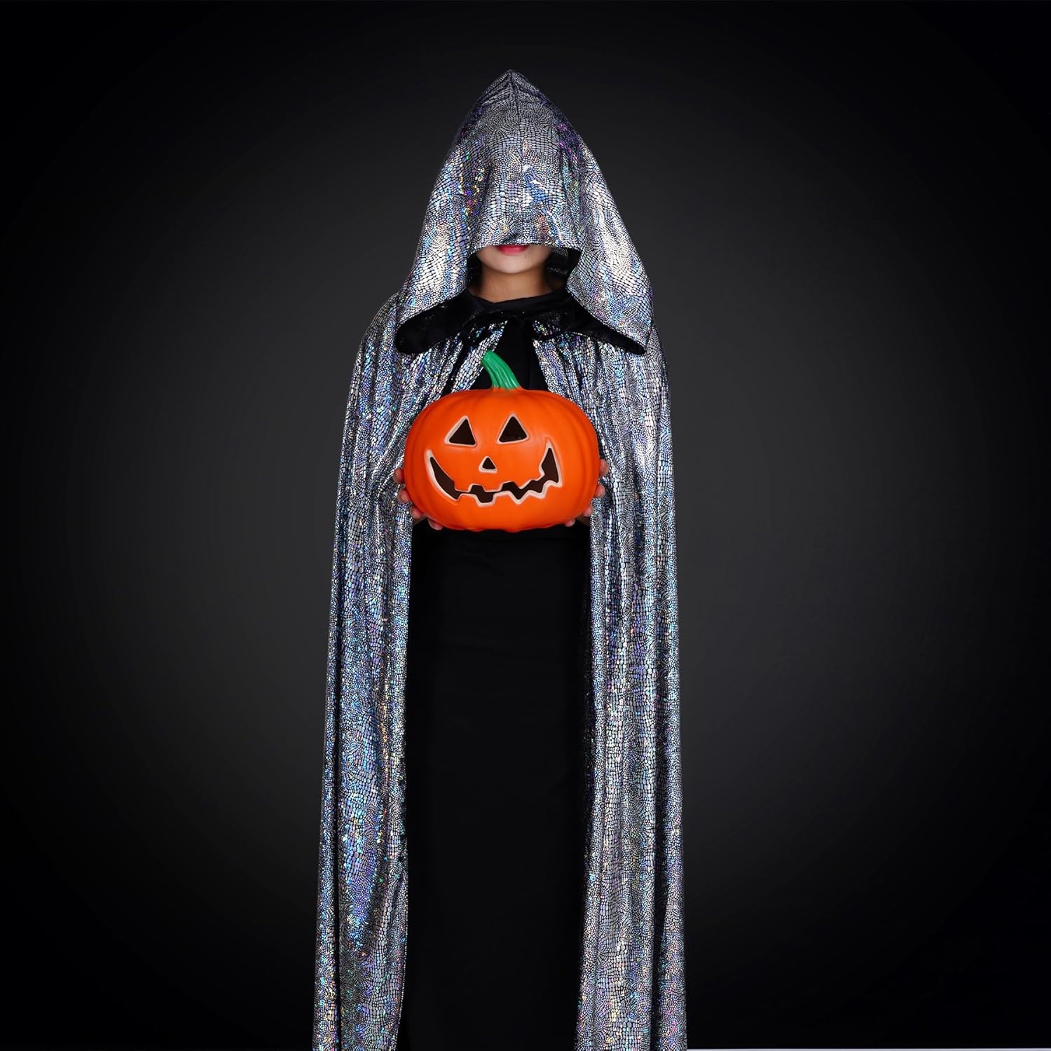 Rbenxia Shiny Hooded Cape Unisex Full Length Cloak Party Robe Cape Mardi Gras Halloween Christmas Costume for Men and Women - Image 4