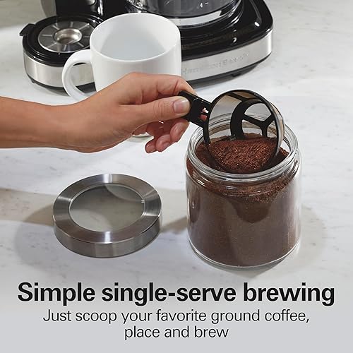 Miniatura 3 de Hamilton Beach Cafetera Brewer de 2 vías olla de un solo servicio y 12 tazas acero inoxidable 49980A jarra