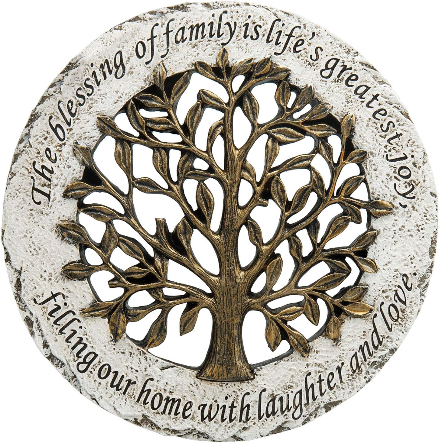 MyGift Resin Outdoor Stepping Garden Stone, Decorative Wall Decor with Life Family Tree and Quote : Patio, Lawn & Garden