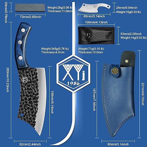 Miniatura 5 de XYJ Cuchillo forjado hecho a mano del carnicero del cuchillo del cocinero de la cuchilla de deshuesar los cuchillos de la espiga completa del